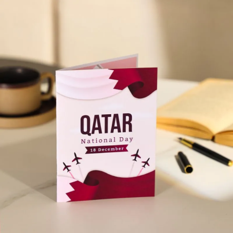 Qatar National Day map 3D greeting card