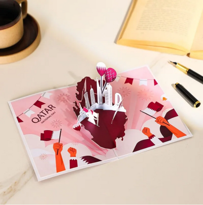 Qatar National Day map 3D greeting card