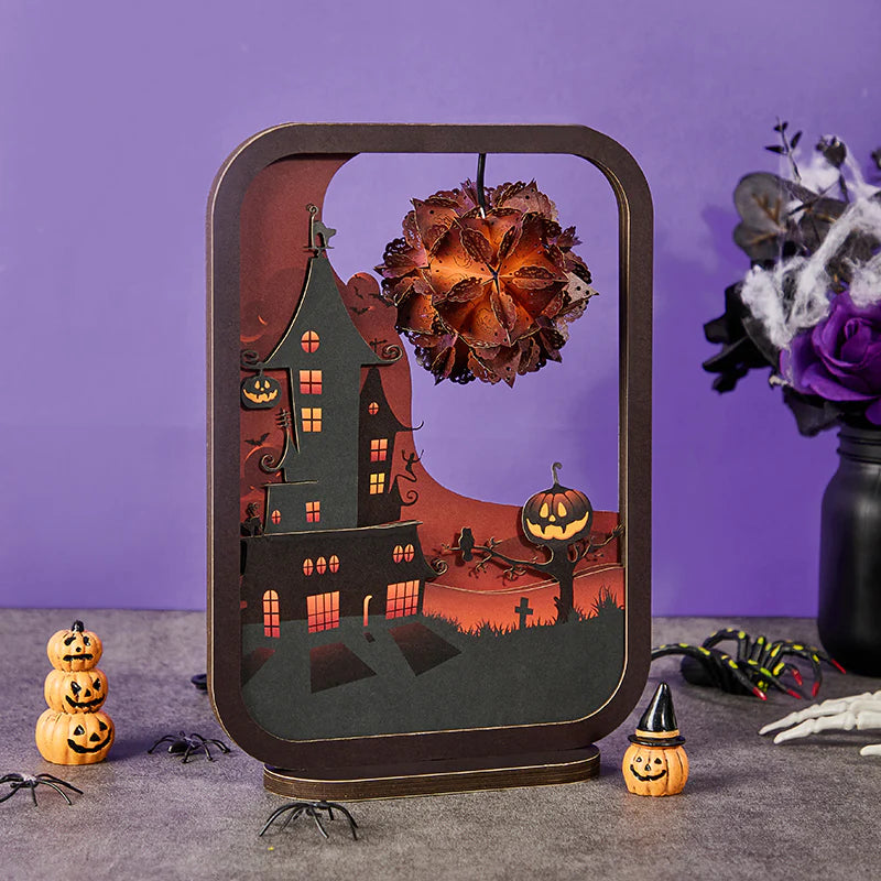 3D Paper Carving Lamp The Haunted House 3D Paper Carving Night Lights