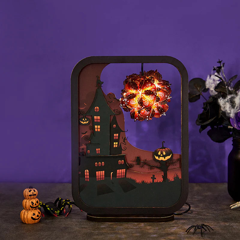 3D Paper Carving Lamp The Haunted House 3D Paper Carving Night Lights