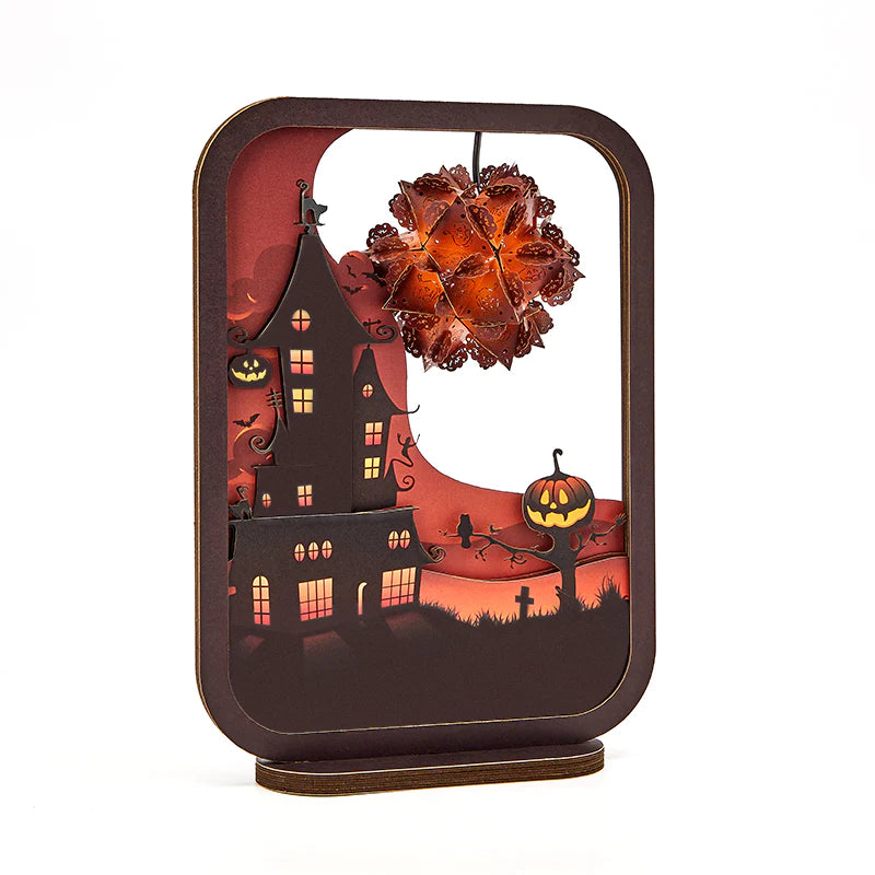 3D Paper Carving Lamp The Haunted House 3D Paper Carving Night Lights