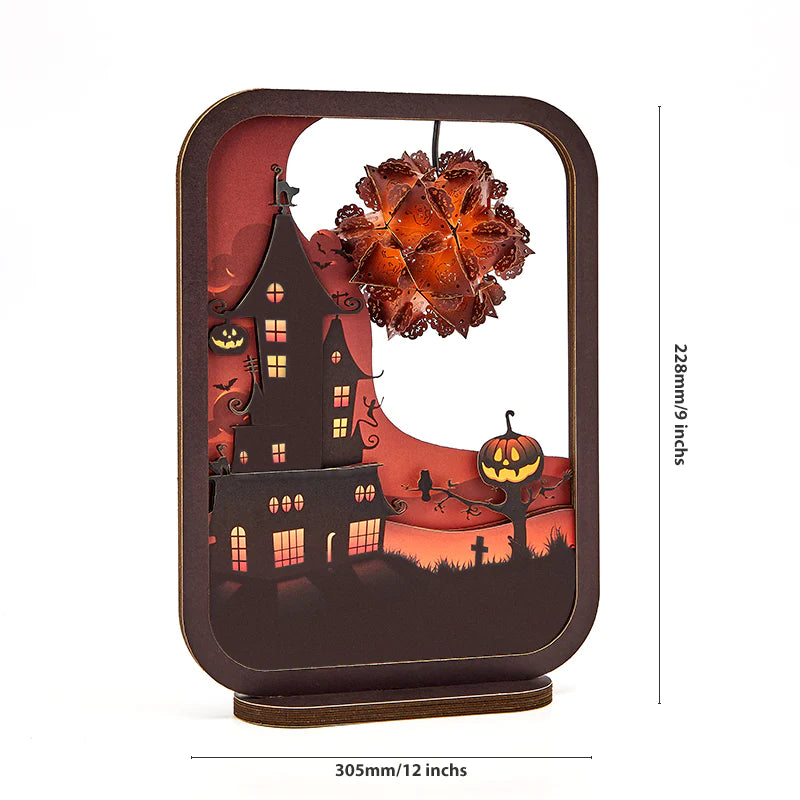 3D Paper Carving Lamp The Haunted House 3D Paper Carving Night Lights