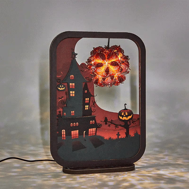 3D Paper Carving Lamp The Haunted House 3D Paper Carving Night Lights
