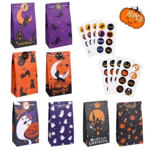 8PCS Halloween Paper Bag - cards