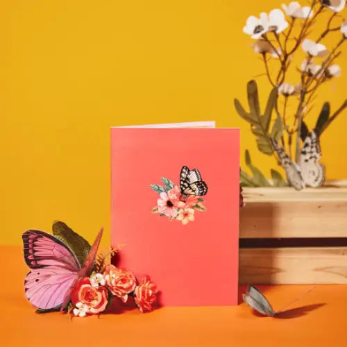 Butterflies Flowers Pop-up Greeting Card - cards