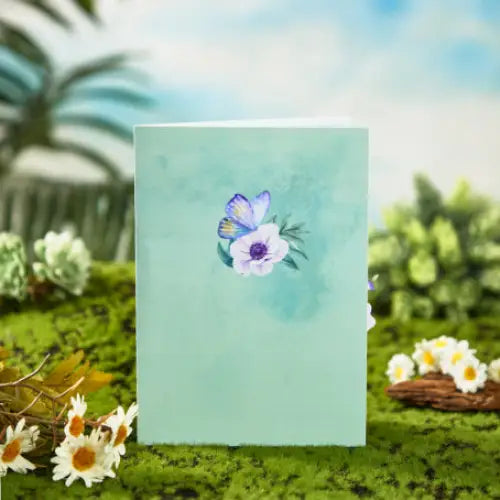 Crescent Butterfly Flowers Greeting Card - cards