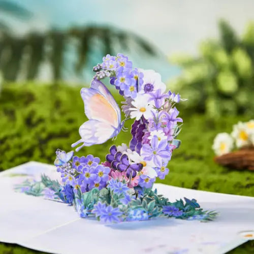 Crescent Butterfly Flowers Greeting Card - cards