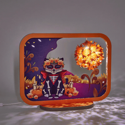 Day of the Dead Skull 3D Paper Carving Night Lights - cards