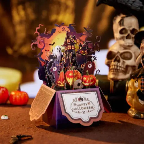 Halloween Fire Moon Pop-up Card - cards