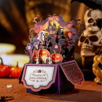 Halloween Fire Moon Pop-up Card - cards