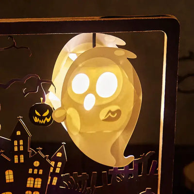 Halloween Ghost 3D Paper Carving Night Lights - cards
