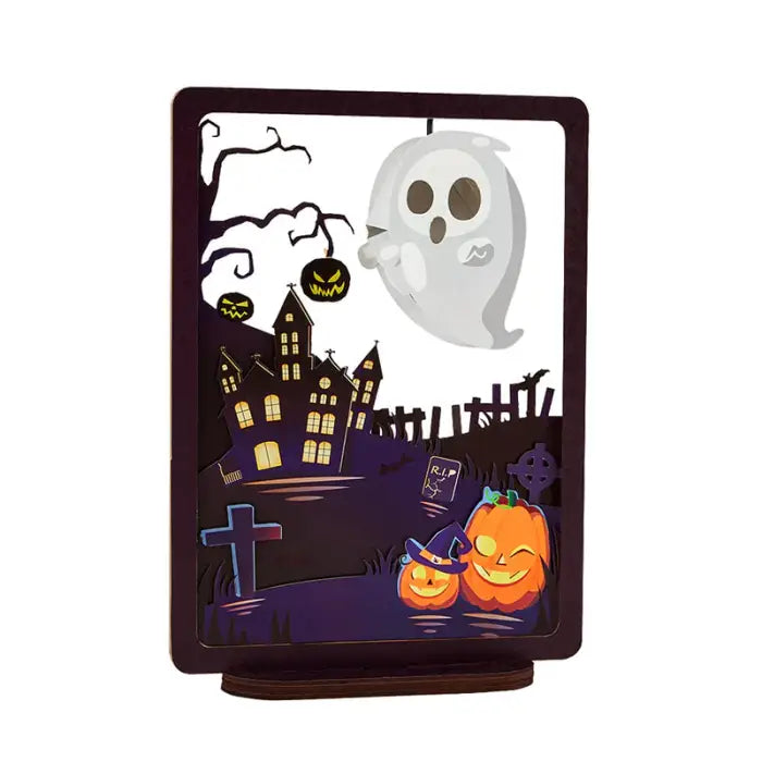 Halloween Ghost 3D Paper Carving Night Lights - cards