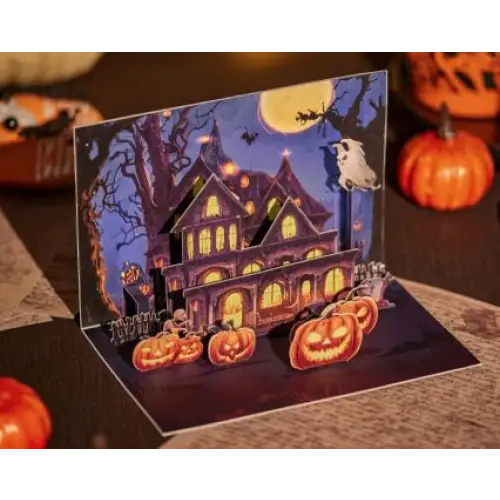 Halloween Haunted House Pop-up Card - cards