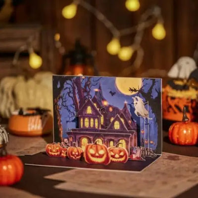 Halloween Haunted House Pop-up Card - cards