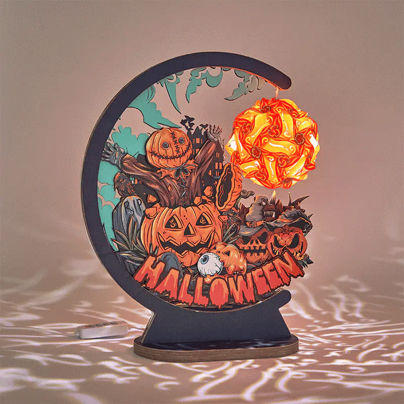 Halloween pumpkin 3D Paper Carving Night Lights - cards