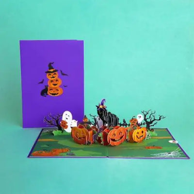 Halloween Witch Cat Pop-Up Card - cards