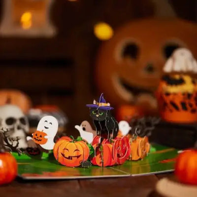 Halloween Witch Cat Pop-Up Card - cards