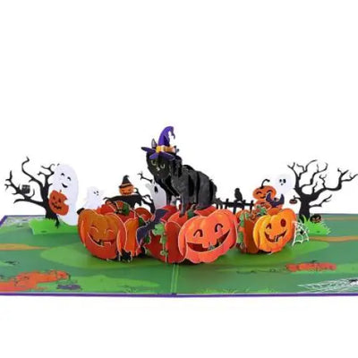 Halloween Witch Cat Pop-Up Card - cards