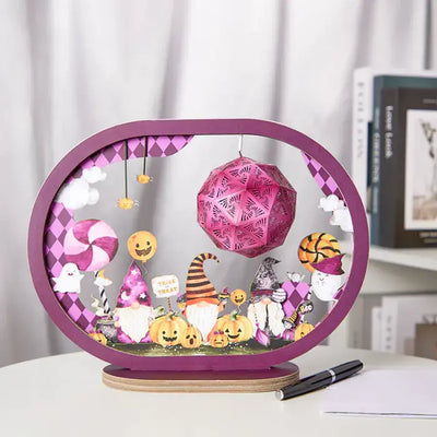 Happy Halloween Funny Gnome 3D Paper Carving Night Lights -