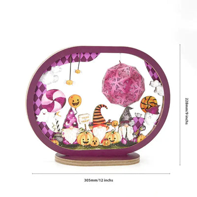 Happy Halloween Funny Gnome 3D Paper Carving Night Lights -