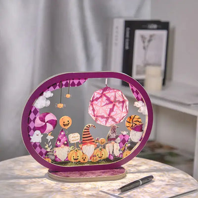 Happy Halloween Funny Gnome 3D Paper Carving Night Lights -