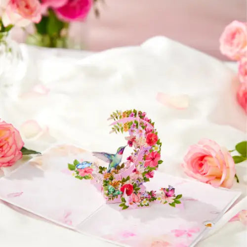 Hibicus Hummingbird Pop-Up Card - Flower