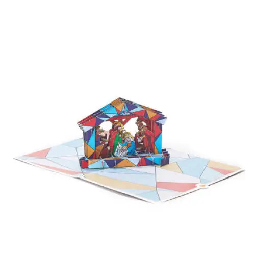 Nativity Stained Glass Pop Up Card - cards
