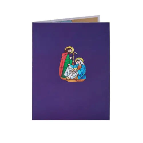 Nativity Stained Glass Pop Up Card - cards