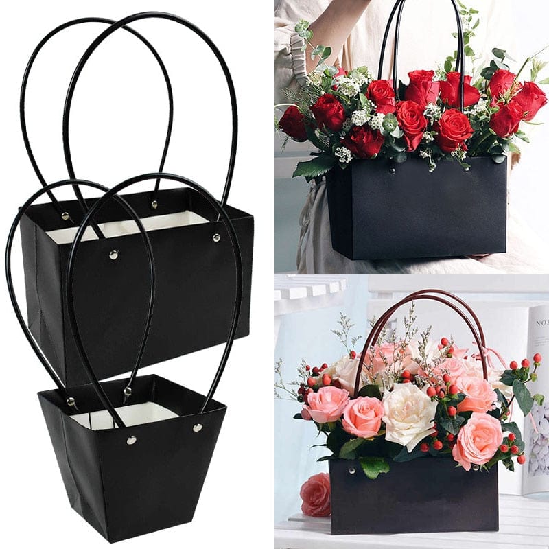 Portable Flower Box Waterproof Paper Handy Kraft Handbag Wedding Rose Party Gift Box Packaging For Candy Cake