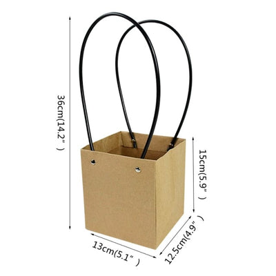 Portable Flower Box Waterproof Paper Handy Kraft Handbag Wedding Rose Party Gift Box Packaging For Candy Cake
