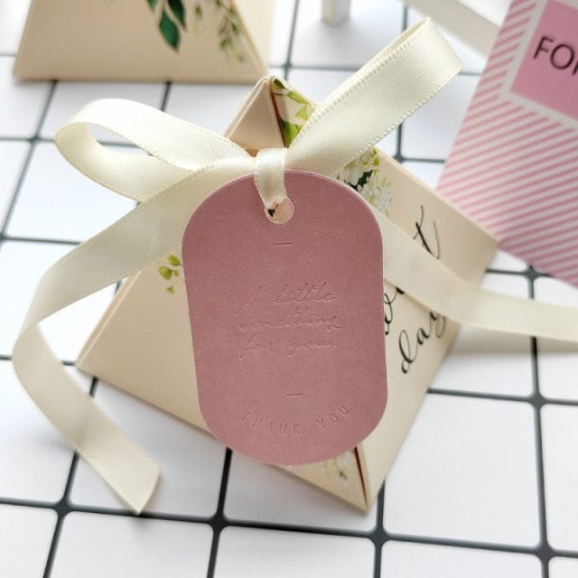 New Gift Box Triangular Pyramid Baby Shower Packaging Bags Wedding Favor Paper Box Party Supplies Small Candy Boxes for Gifts