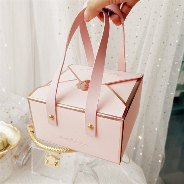Bronzing Portable Paper Box Leather Portable Rope Chocolate Candy Packaging Birthday Party New Year Gift Decoration