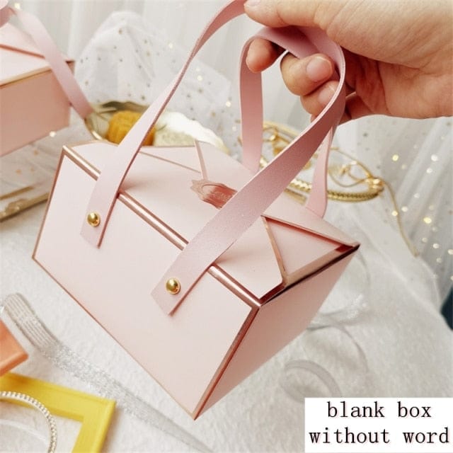 Bronzing Portable Paper Box Leather Portable Rope Chocolate Candy Packaging Birthday Party New Year Gift Decoration