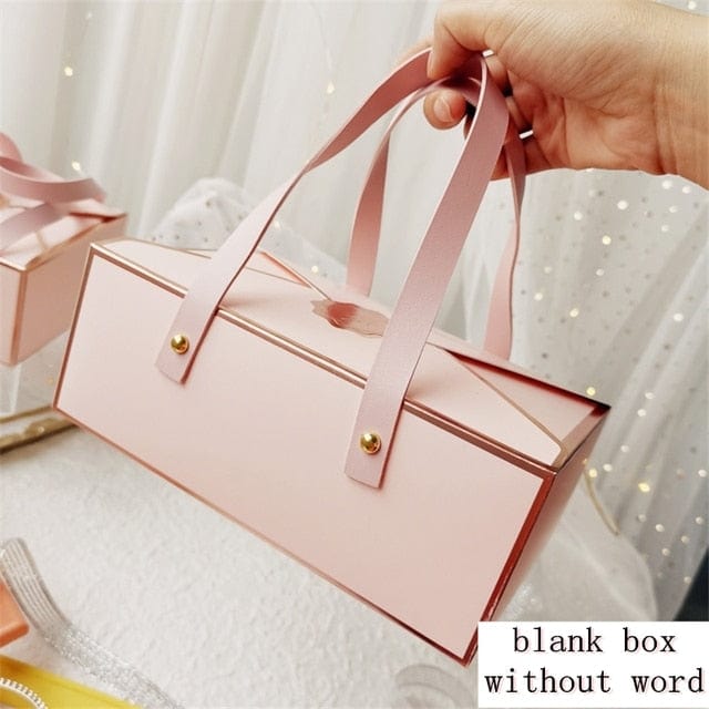 Bronzing Portable Paper Box Leather Portable Rope Chocolate Candy Packaging Birthday Party New Year Gift Decoration