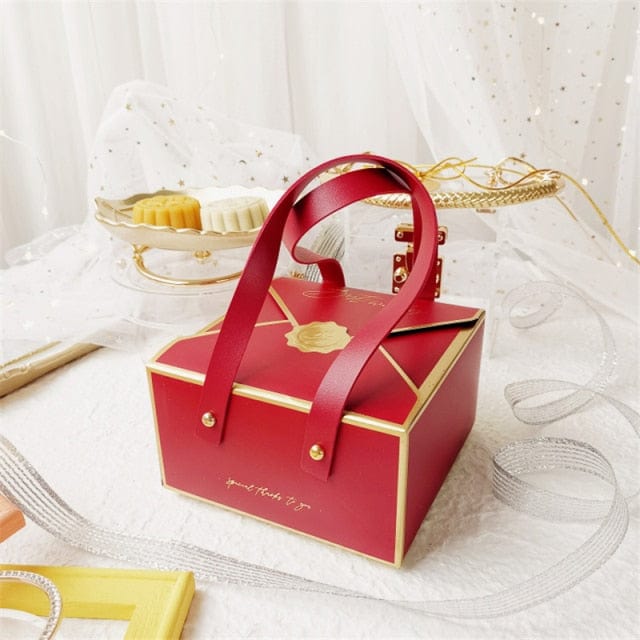 Bronzing Portable Paper Box Leather Portable Rope Chocolate Candy Packaging Birthday Party New Year Gift Decoration