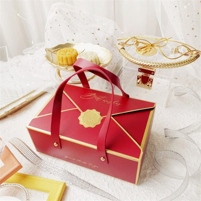 Bronzing Portable Paper Box Leather Portable Rope Chocolate Candy Packaging Birthday Party New Year Gift Decoration