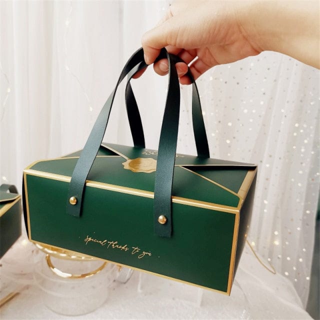 Bronzing Portable Paper Box Leather Portable Rope Chocolate Candy Packaging Birthday Party New Year Gift Decoration