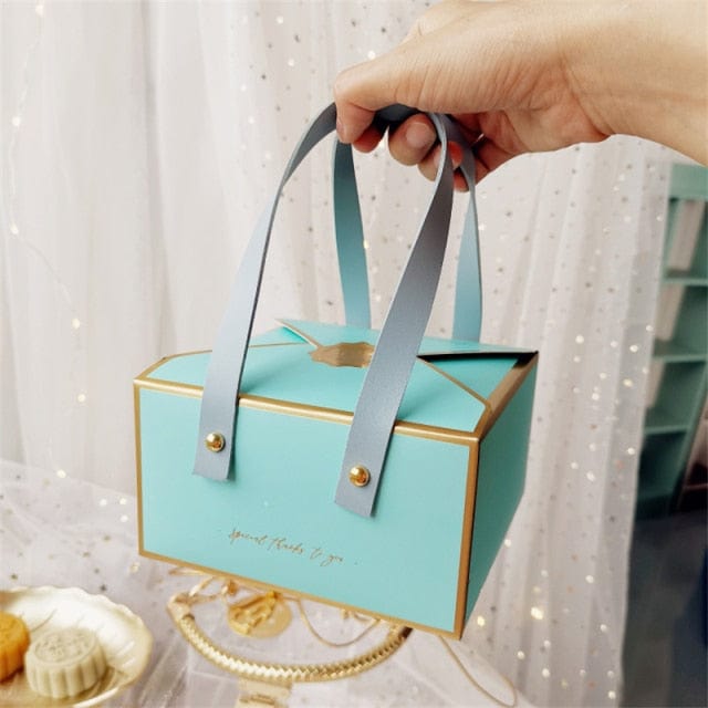 Bronzing Portable Paper Box Leather Portable Rope Chocolate Candy Packaging Birthday Party New Year Gift Decoration