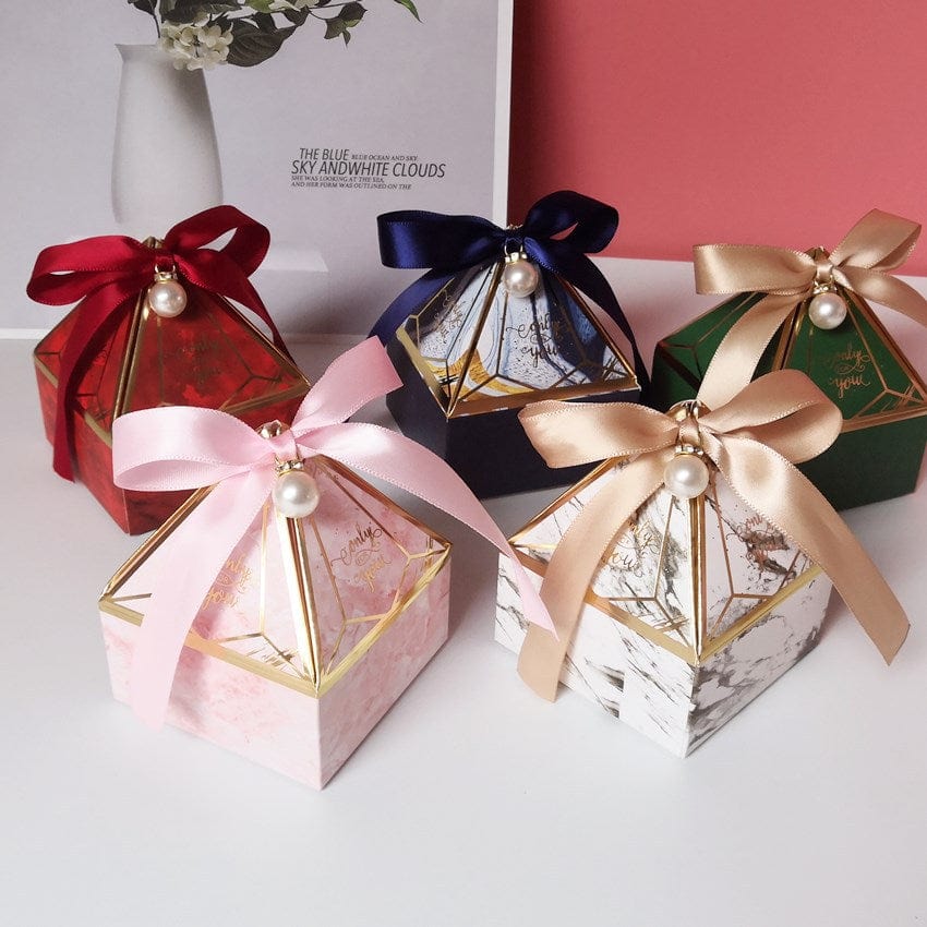 New Gem Tower Bronzing Candy Box Small Cardboard Box Wedding Card Box DecorationPaper Gift Box Packaging Event &amp; Party Supplies