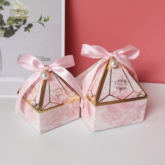 New Gem Tower Bronzing Candy Box Small Cardboard Box Wedding Card Box DecorationPaper Gift Box Packaging Event &amp; Party Supplies