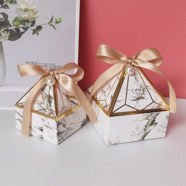 New Gem Tower Bronzing Candy Box Small Cardboard Box Wedding Card Box DecorationPaper Gift Box Packaging Event &amp; Party Supplies