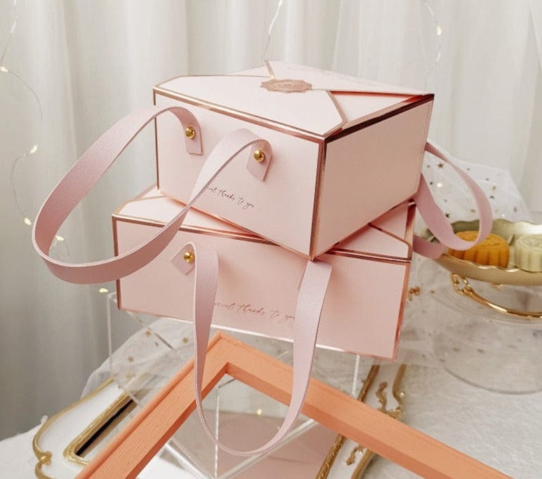 Bronzing Portable Paper Box Leather Portable Rope Chocolate Candy Packaging Birthday Party New Year Gift Decoration