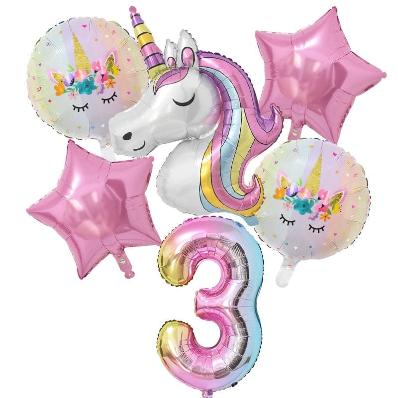 1Set Rainbow Unicorn Balloon Decorations