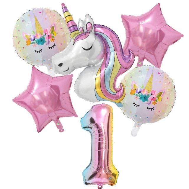 1Set Rainbow Unicorn Balloon Decorations