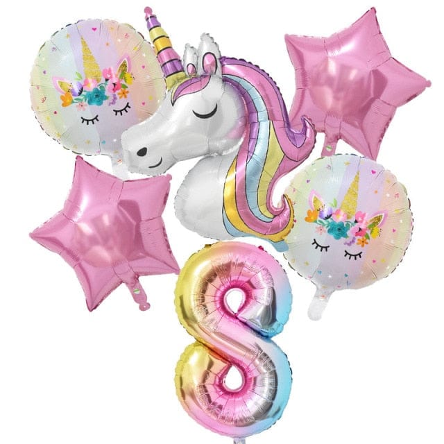 1Set Rainbow Unicorn Balloon Decorations