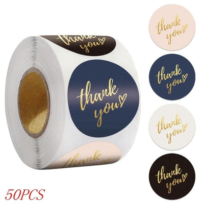 50-500pcs 1inch "Thank You" Stickers