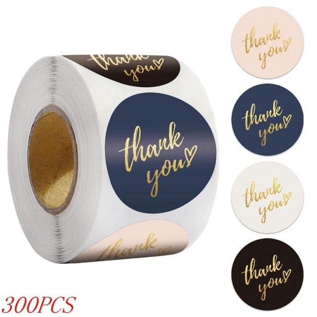 50-500pcs 1inch "Thank You" Stickers