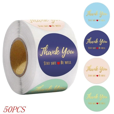 50-500pcs 1inch "Thank You" Stickers