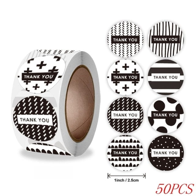 50-500pcs 1inch "Thank You" Stickers