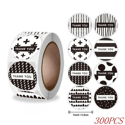 50-500pcs 1inch "Thank You" Stickers
